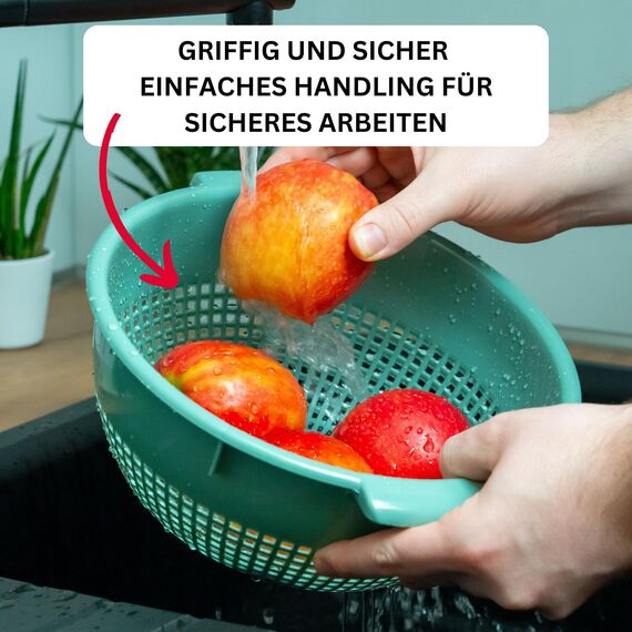 Westmark Seiher/Sieb, Mit Griffmulden und Aufsatzrasten, Kunststoff, Mint-Grün, 2126221M