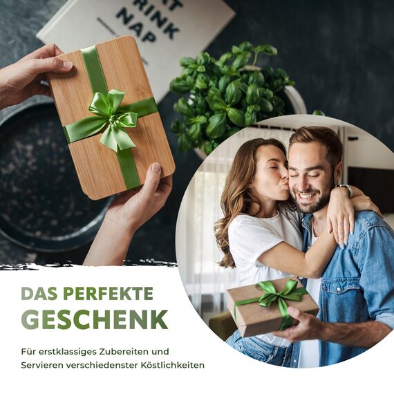 Exitoso Frühstücksbrettchen 6er Set aus Bambus 22 x 14 cm | Antibakterielles Brettchen Set | Schnittfeste, messerschonende Brottbretter | Schneidebretter für die Küche