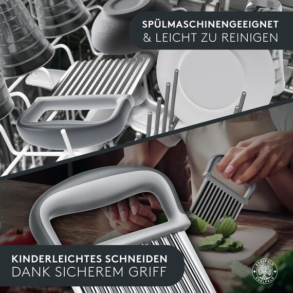 Edelfeld Wellenschneider für Pommes, Obst & Gemüse [TESTSIEGER] - Spülmaschinengeeignetes Wellenmesser - Riffelmesser für Erwachsene & Kinder - Solides Wellenschnittmesser aus Edelstahl - Für BLW