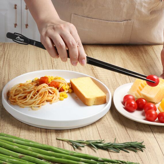 Hotec Edelstahl-Kochpinzette, professionelle Küchenzange zum Kochen, Grillen und Backen, extra lange Lebensmittelpinzette, Set von 2 - 30,5 cm, NZ-B02H