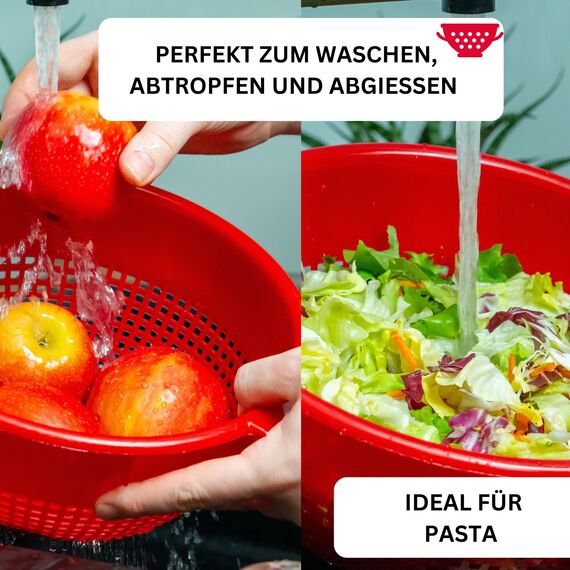 Westmark Seiher/Sieb, Mit Griffmulden und Aufsatzrasten, Kunststoff, Rot, 2126221R