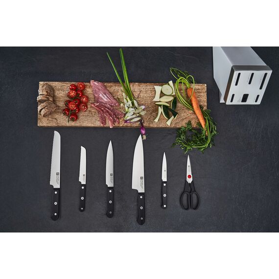 ZWILLING Gourmet Selbstschärfender Messerblock 7-teilig, Rostfreier Spezialstahl, Weiß, Made in Germany