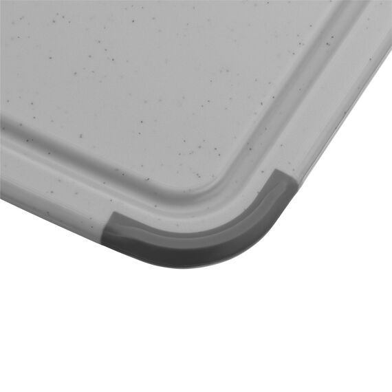 Silit Schneidebrett 38 x 25 cm rechteckig, Kunststoff, Tranchierbrett mit Saftrillen, praktischer Griff, spülmaschinengeeignet, klingenschonend