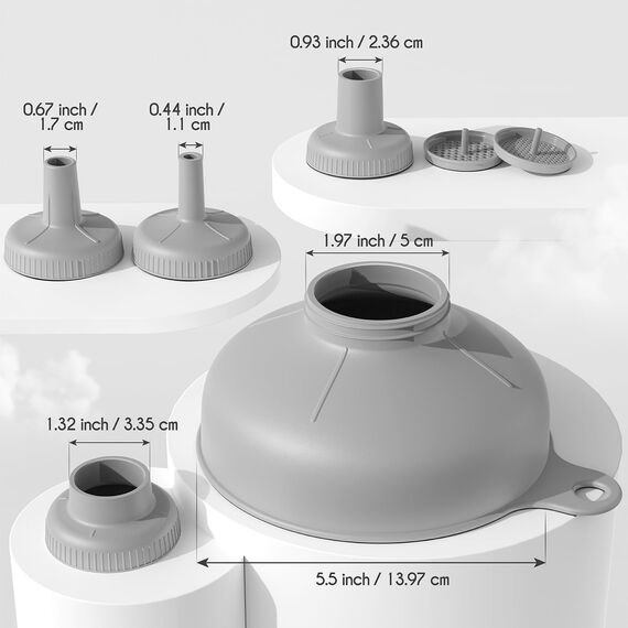 Pisol Breiter Mund Küchen Trichter, Lebensmittelqualität Kunststoff-Kochkonservierungstrichter mit 4 Größen Ausläufen zum Befüllen von breiten und regulären Mason Jars, Gewürzen, Shampoo