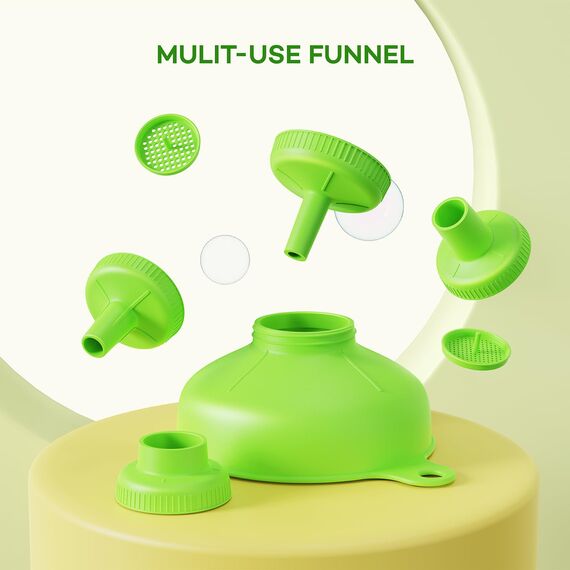 Pisol Breiter Mund Küchen Trichter, Lebensmittelqualität Kunststoff-Kochkonservierungstrichter mit 4 Größen Ausläufen zum Befüllen von breiten und regulären Mason Jars, Gewürzen, Shampoo