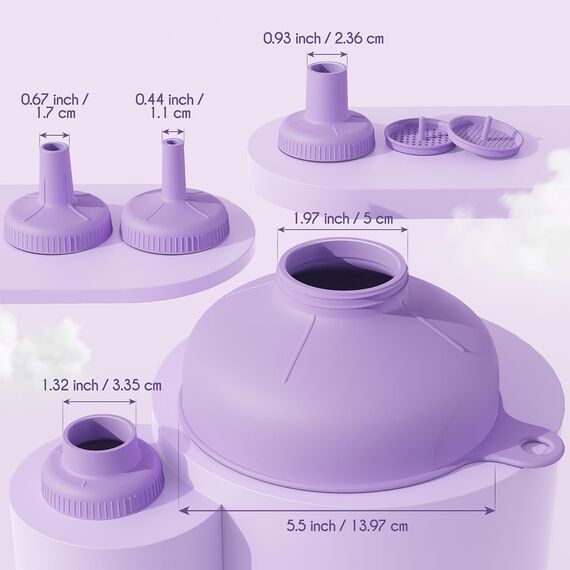 Pisol Breiter Mund Küchen Trichter, Lebensmittelqualität Kunststoff-Kochkonservierungstrichter mit 4 Größen Ausläufen zum Befüllen von breiten und regulären Mason Jars, Gewürzen, Shampoo