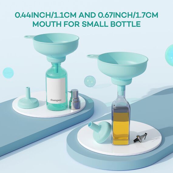 Pisol Breiter Mund Küchen Trichter, Lebensmittelqualität Kunststoff-Kochkonservierungstrichter mit 4 Größen Ausläufen zum Befüllen von breiten und regulären Mason Jars, Gewürzen, Shampoo