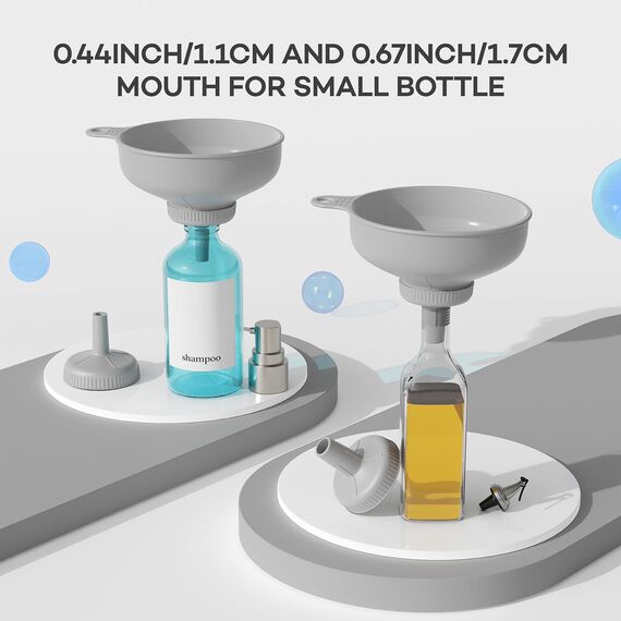 Pisol Breiter Mund Küchen Trichter, Lebensmittelqualität Kunststoff-Kochkonservierungstrichter mit 4 Größen Ausläufen zum Befüllen von breiten und regulären Mason Jars, Gewürzen, Shampoo