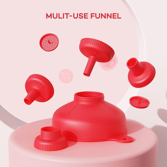 Pisol Breiter Mund Küchen Trichter, Lebensmittelqualität Kunststoff-Kochkonservierungstrichter mit 4 Größen Ausläufen zum Befüllen von breiten und regulären Mason Jars, Gewürzen, Shampoo