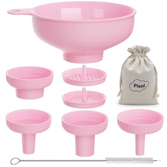 Pisol Breiter Mund Küchen Trichter, Lebensmittelqualität Kunststoff-Kochkonservierungstrichter mit 4 Größen Ausläufen zum Befüllen von breiten und regulären Mason Jars, Gewürzen, Shampoo