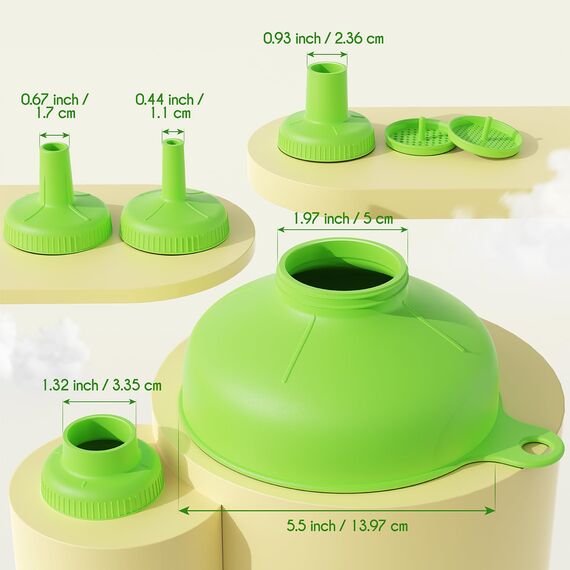 Pisol Breiter Mund Küchen Trichter, Lebensmittelqualität Kunststoff-Kochkonservierungstrichter mit 4 Größen Ausläufen zum Befüllen von breiten und regulären Mason Jars, Gewürzen, Shampoo