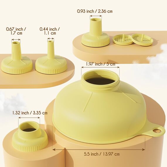 Pisol Breiter Mund Küchen Trichter, Lebensmittelqualität Kunststoff-Kochkonservierungstrichter mit 4 Größen Ausläufen zum Befüllen von breiten und regulären Mason Jars, Gewürzen, Shampoo