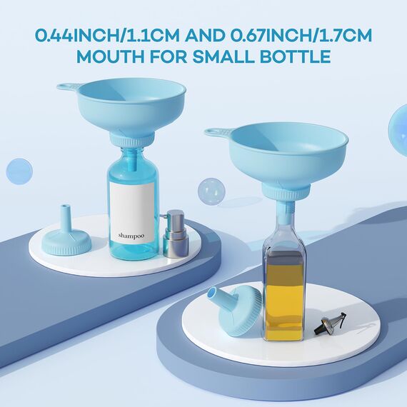 Pisol Breiter Mund Küchen Trichter, Lebensmittelqualität Kunststoff-Kochkonservierungstrichter mit 4 Größen Ausläufen zum Befüllen von breiten und regulären Mason Jars, Gewürzen, Shampoo