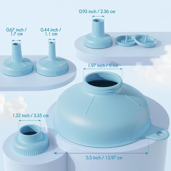 Pisol Breiter Mund Küchen Trichter, Lebensmittelqualität Kunststoff-Kochkonservierungstrichter mit 4 Größen Ausläufen zum Befüllen von breiten und regulären Mason Jars, Gewürzen, Shampoo