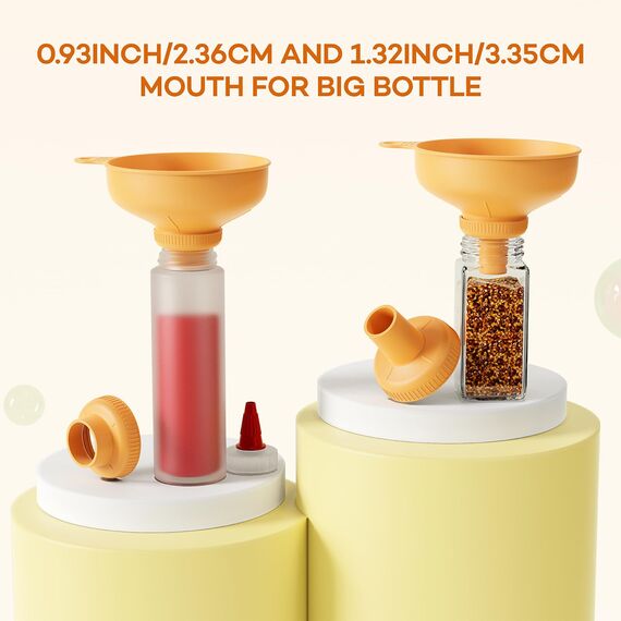Trichter mit 4 verschiedenen Ausgießgrößen und 2 Größen an Sieben - Ideal für kleine und mittlere Flaschen, Einwecken, Öl, Gewürze und mehr