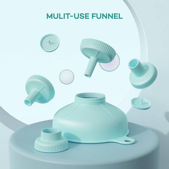 Pisol Breiter Mund Küchen Trichter, Lebensmittelqualität Kunststoff-Kochkonservierungstrichter mit 4 Größen Ausläufen zum Befüllen von breiten und regulären Mason Jars, Gewürzen, Shampoo