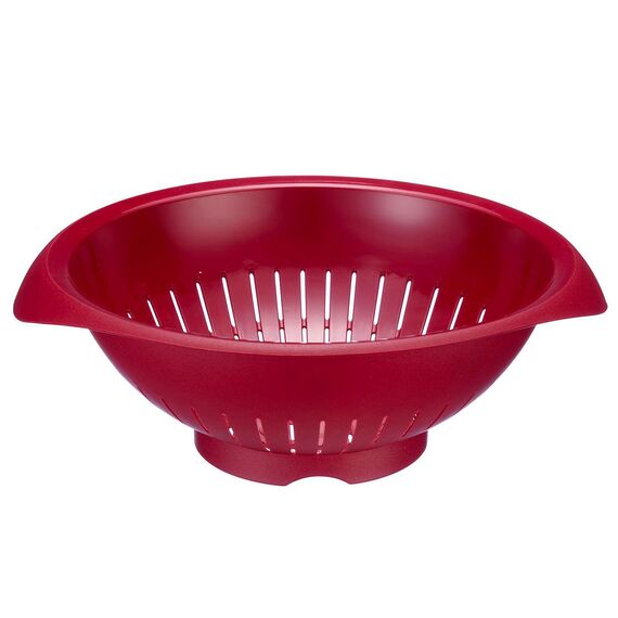 Westmark Seiher/Sieb, mit Griffmulden, Innendruchmesser: 25 cm, Kunststoff, BPA-frei, Farbe: Rot, 2424227R