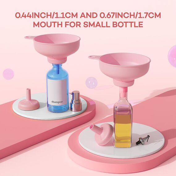 Pisol Breiter Mund Küchen Trichter, Lebensmittelqualität Kunststoff-Kochkonservierungstrichter mit 4 Größen Ausläufen zum Befüllen von breiten und regulären Mason Jars, Gewürzen, Shampoo