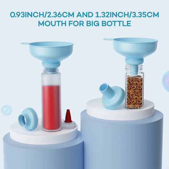 Pisol Breiter Mund Küchen Trichter, Lebensmittelqualität Kunststoff-Kochkonservierungstrichter mit 4 Größen Ausläufen zum Befüllen von breiten und regulären Mason Jars, Gewürzen, Shampoo