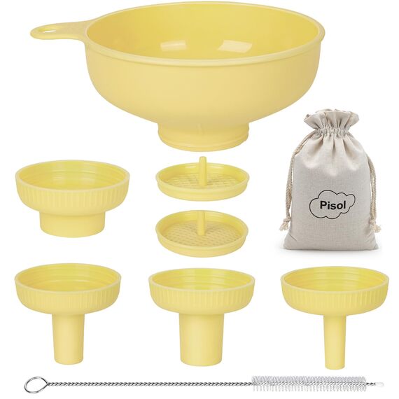 Pisol Breiter Mund Küchen Trichter, Lebensmittelqualität Kunststoff-Kochkonservierungstrichter mit 4 Größen Ausläufen zum Befüllen von breiten und regulären Mason Jars, Gewürzen, Shampoo