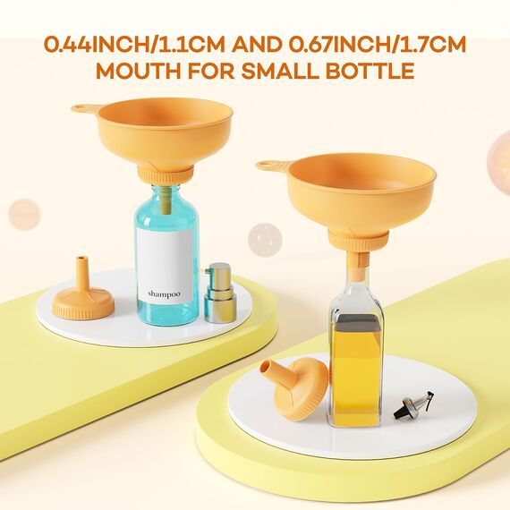 Trichter mit 4 verschiedenen Ausgießgrößen und 2 Größen an Sieben - Ideal für kleine und mittlere Flaschen, Einwecken, Öl, Gewürze und mehr