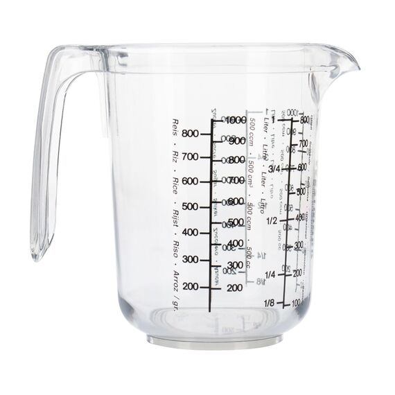 Westmark Gerda Messbecher 1l - Messskalen für Gramm (für Mehl, Zucker, Reis und Grieß), Liter & Milliliter - Made in Germany - Kunststoff - 18 x 12,4 x 16,5 cm (transparent)