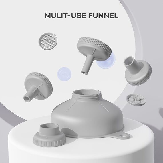Pisol Breiter Mund Küchen Trichter, Lebensmittelqualität Kunststoff-Kochkonservierungstrichter mit 4 Größen Ausläufen zum Befüllen von breiten und regulären Mason Jars, Gewürzen, Shampoo