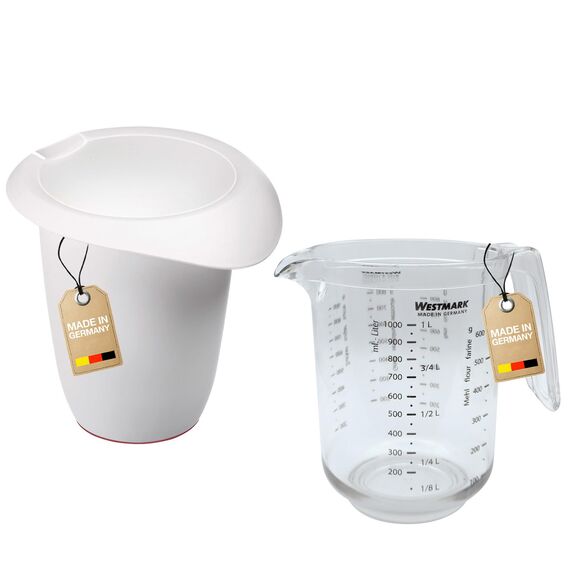 Westmark Back-Set: 1 Quirltopf + 1 Messkanne mit Skala, Volumen: je 1 l, Kunststoff, Weiß/Transparent, 306822E9