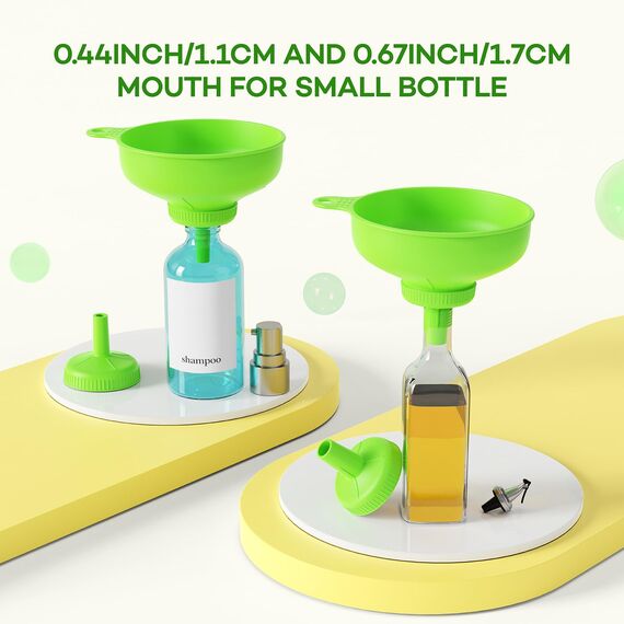 Pisol Breiter Mund Küchen Trichter, Lebensmittelqualität Kunststoff-Kochkonservierungstrichter mit 4 Größen Ausläufen zum Befüllen von breiten und regulären Mason Jars, Gewürzen, Shampoo