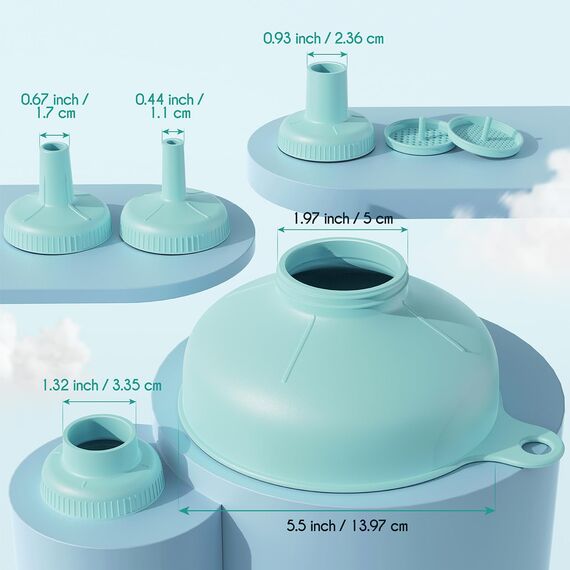 Pisol Breiter Mund Küchen Trichter, Lebensmittelqualität Kunststoff-Kochkonservierungstrichter mit 4 Größen Ausläufen zum Befüllen von breiten und regulären Mason Jars, Gewürzen, Shampoo