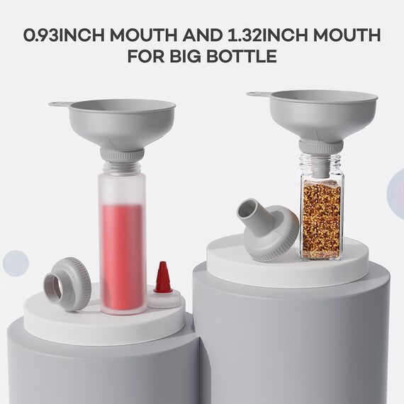 Pisol Breiter Mund Küchen Trichter, Lebensmittelqualität Kunststoff-Kochkonservierungstrichter mit 4 Größen Ausläufen zum Befüllen von breiten und regulären Mason Jars, Gewürzen, Shampoo