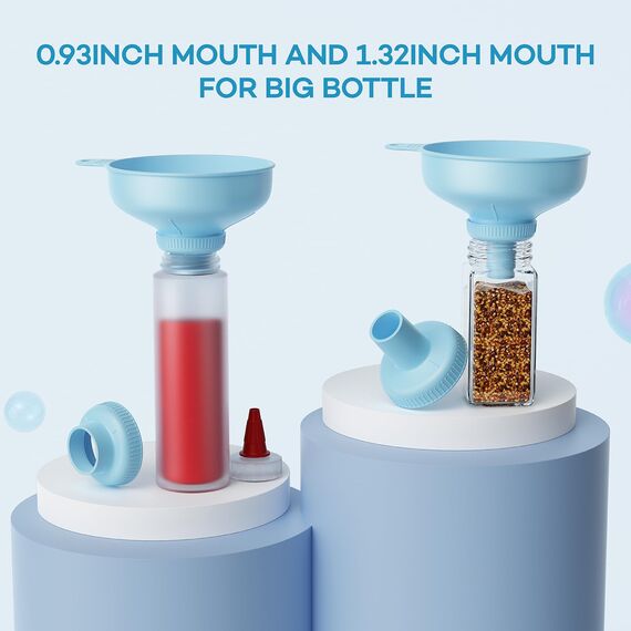Pisol Breiter Mund Küchen Trichter, Lebensmittelqualität Kunststoff-Kochkonservierungstrichter mit 4 Größen Ausläufen zum Befüllen von breiten und regulären Mason Jars, Gewürzen, Shampoo
