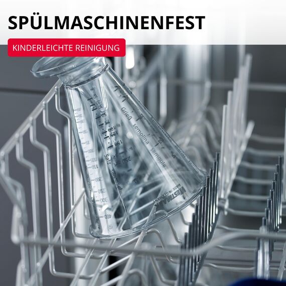 Westmark Messbecher, Mit Feinmesskegel, mehrsprachigen Messskalen und verschiedenen Maßeinheiten, Trichterform, Füllvolumen: 0,5 Liter, Kunststoff, Gerda, Transparent, 30762270