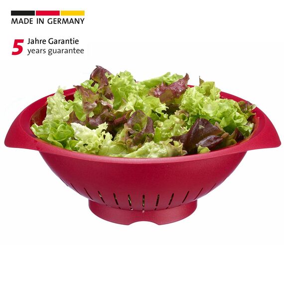 Westmark Seiher/Sieb, mit Griffmulden, Innendruchmesser: 25 cm, Kunststoff, BPA-frei, Farbe: Rot, 2424227R