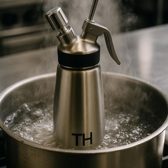 Thiru Sahnespender Edelstahl inkl.Toolbox 500ml - Ideal für Gastronomie - Note "sehr gut" - 100 Tage testen - mit eBook & 5 Edelstahl Tüllen - Sahnesyphon für Schlagsahne, Espuma & warme Speisen