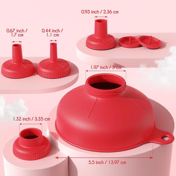 Pisol Breiter Mund Küchen Trichter, Lebensmittelqualität Kunststoff-Kochkonservierungstrichter mit 4 Größen Ausläufen zum Befüllen von breiten und regulären Mason Jars, Gewürzen, Shampoo