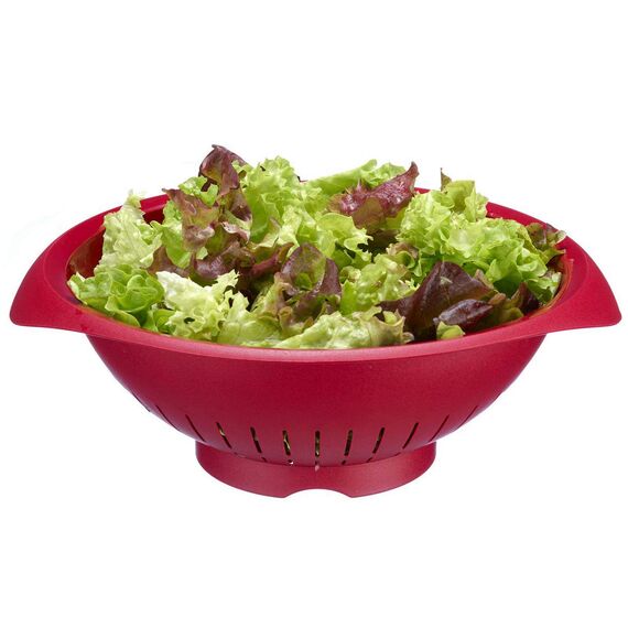 Westmark Seiher/Sieb, mit Griffmulden, Innendruchmesser: 25 cm, Kunststoff, BPA-frei, Farbe: Rot, 2424227R