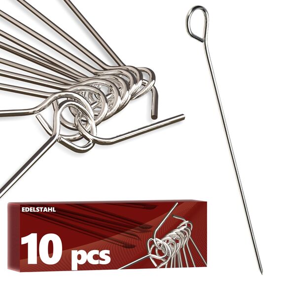 4smile Rouladennadeln - 10 Stück Rouladennadeln Edelstahl rostfrei 10 cm - Handliche Rouladenspieße mit scharfen Spitzen als funktionaler Ersatz für Rouladenklammern