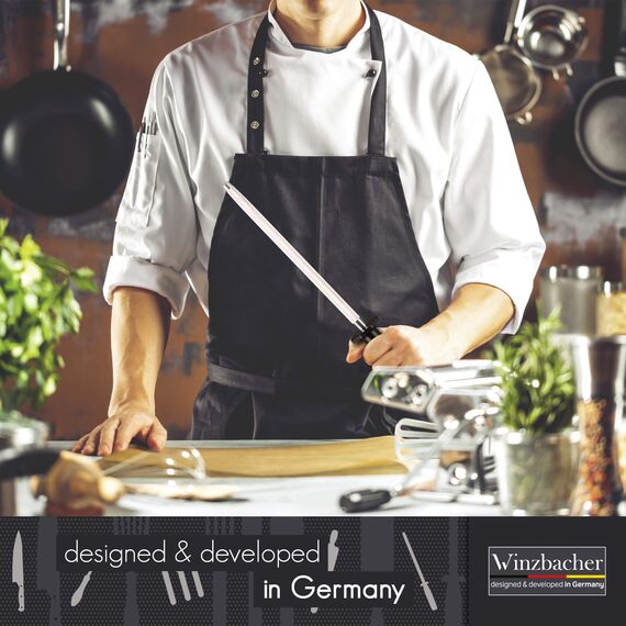 Winzbacher [39cm] Profi Messerschärfer Wetzstahl – aus gehärtetem Spezialstahl | Messerschaerfer Messerschleifer | ergonomisch geformter Soft-Touch Griff mit Fingerschutz