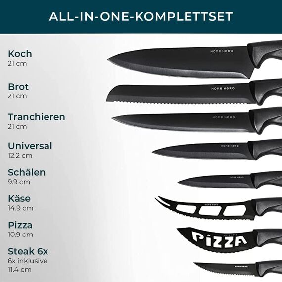 Home Hero Küchenmesser - Professionelle Küchenmesser aus Edelstahl - Messer- und Küchenutensilien-Set (20-teiliges Messerset)