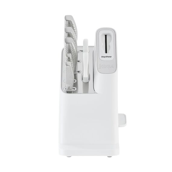 Ninja StaySharp Messerset, Edelstahl 6-teiliges Messerset mit integriertem Messerschärfer, mit Küchen- und Kräuterschere, Weiß, K62006EUWH