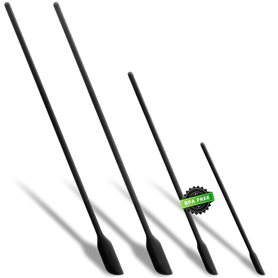 Anaeat Mini-Silikonspatel – Set mit 4 multifunktionalen kleinen Küchenschabern und winzigen Make-up-Schönheitsspateln, wiederverwendbar für Marmeladengläser, schmale Dosen und dünne Flaschen (Schwarz)