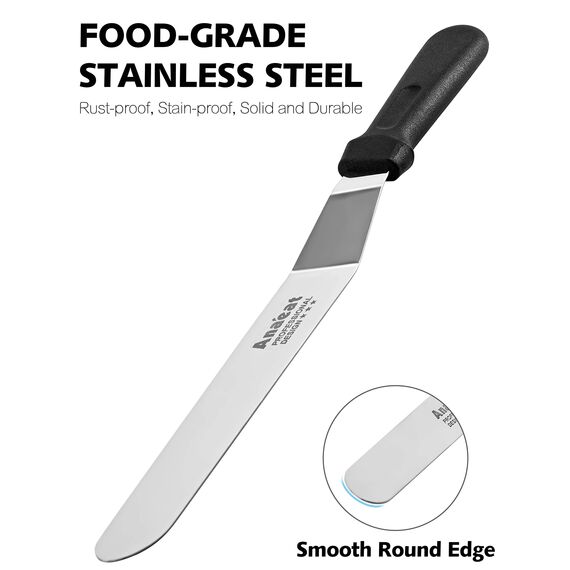 Anaeat Glasurspatel, professioneller, abgewinkelter, versetzter Kuchenspatel mit 30 cm langer Edelstahlklinge – verdicktes Zuckergussmesser zum Dekorieren von Kuchen, Gebäck und Backen