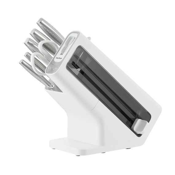 Ninja StaySharp Messerset, Edelstahl 6-teiliges Messerset mit integriertem Messerschärfer, mit Küchen- und Kräuterschere, Weiß, K62006EUWH
