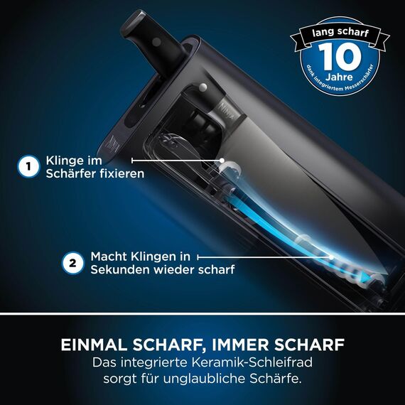 Ninja Foodi StaySharp Messerblock mit integriertem Schärfer, 6-teiliges Set, mit Küchen- und Kräuterschere, Edelstahl, K32006EU