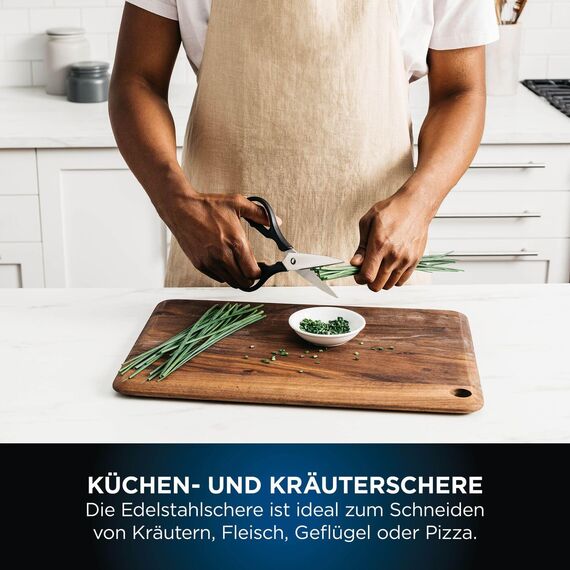 Ninja Foodi StaySharp Messerblock mit integriertem Schärfer, 6-teiliges Set, mit Küchen- und Kräuterschere, Edelstahl, K32006EU