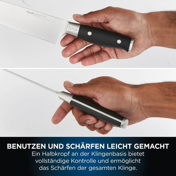 Ninja Foodi StaySharp Messerblock mit integriertem Schärfer, 6-teiliges Set, mit Küchen- und Kräuterschere, Edelstahl, K32006EU