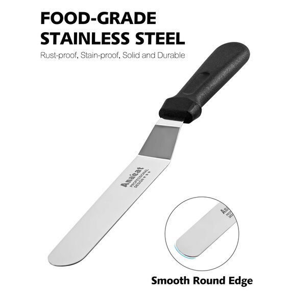 Anaeat Glasurspatel, professioneller, abgewinkelter, versetzter Kuchenspatel mit 15 cm langer Edelstahlklinge – verdicktes Zuckergussmesser zum Dekorieren von Kuchen, Gebäck und Backen