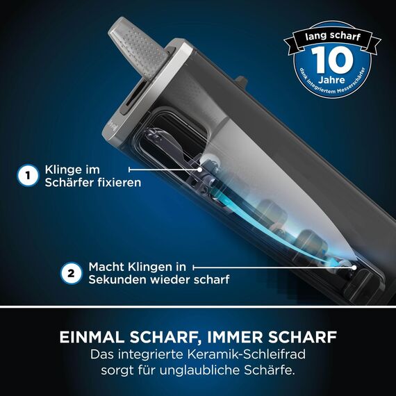 Ninja StaySharp 14-teiliges Edelstahl-Messerset mit Holzblock und integriertem Schärfer, Schwarz K62014EUUK, Holzkohle