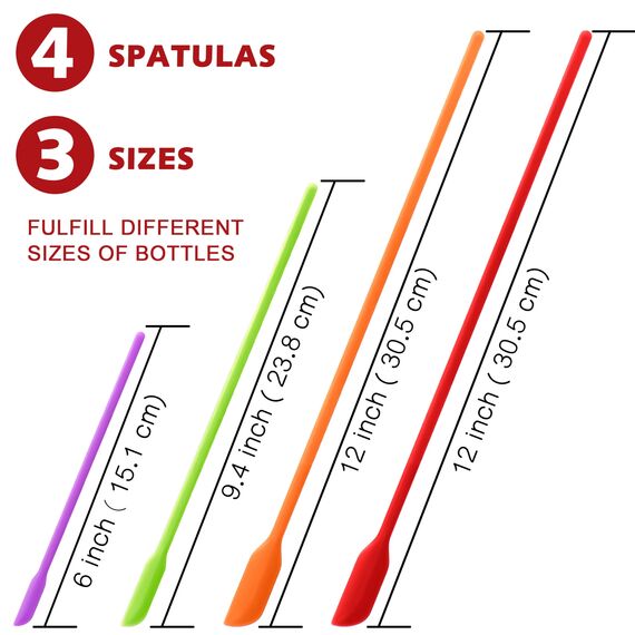 Anaeat Mini-Silikonspatel – Set mit 4 multifunktionalen kleinen Küchenschabern und winzigen Make-up-Schönheitsspateln, wiederverwendbar für Marmeladengläser, schmale Dosen, dünne Flaschen (Mehrfarbig)